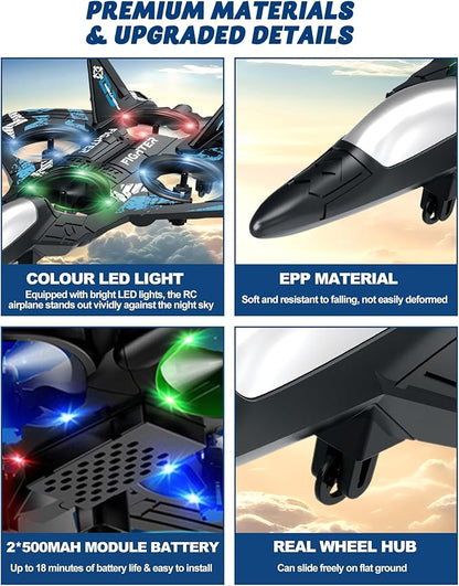 Drones for Kids Form RC Plane Remote Control Airplane Aircrafts for Boys and Girls Jet Helicopter Drones with LED Lights 360° Flip 2 Rechargeable Batteries Easter Gift for Kids(2 Batteries)