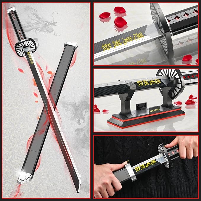 Demon Sword Building Set for Adults40in Tanjiro Sword with Scabbard and Stand Katana Model Building Set ToyAnime Gift for Teen 14+(759 PCS)