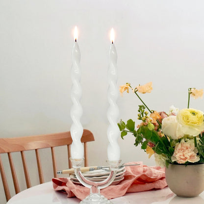 Spiral Taper Candle Long Candlesticks 10 INCH White Tapered Candles Unscented Twisted Candlestick Smokeless Candle Stick for Home Décor Weddings Festive Holiday
