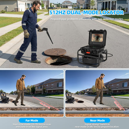 Sanyipace Locator 512Hz, Underground Pipe Locator, Underground Cable Location Device, Sewer Camera Accessories, 3000mAh Battery Powered, Rechargeable Receiver Locating Wand - Blue & Black