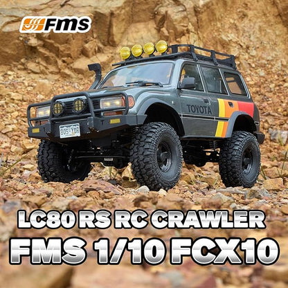 FMS 1/10 LC80 RC Crawler FCX10 Toyota RC Rock Crawler with Lighting Hobby Grade Offroad RC Car for Adults RS Need to Complete (Grey)