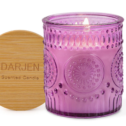 DARJEN Lavender Candles for Home- 5.3oz 35H Natural Soy Wax Aromatherapy Jar Candle with Strong Scent, Decorative Aesthetic Candles for Relax, Bedside, Laundry Room, Luxury Gift for Women