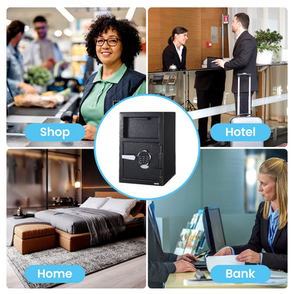 2.5 Cu.Ft Heavy Duty Drop Safe for Business With Digital Keypad, Depository Safe for Money with Drop Slot, 20" x 15.7"x 13.8", Office Safe Box for Money and Mail, Black