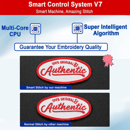 Smartstitch S-1501 Commercial Embroidery Machine with 15 Needles,14"x20" Embroidery Area,1200SPM Max Speed,12" Touch Screen, Wifi available, capable of embroidering on 3D Caps, Flat, T-shirt and more