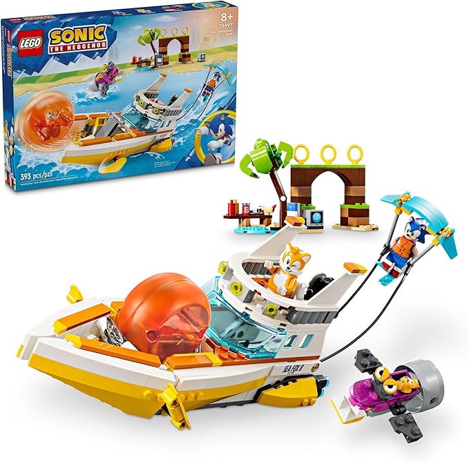 LEGO Sonic The Hedgehog: Tails’ Adventure Boat Interactive Toy Building Set Video Game Toy with Sonic Characters and Water Skis Gamer Gift for Boys and Girls Ages 8 and Up 76997