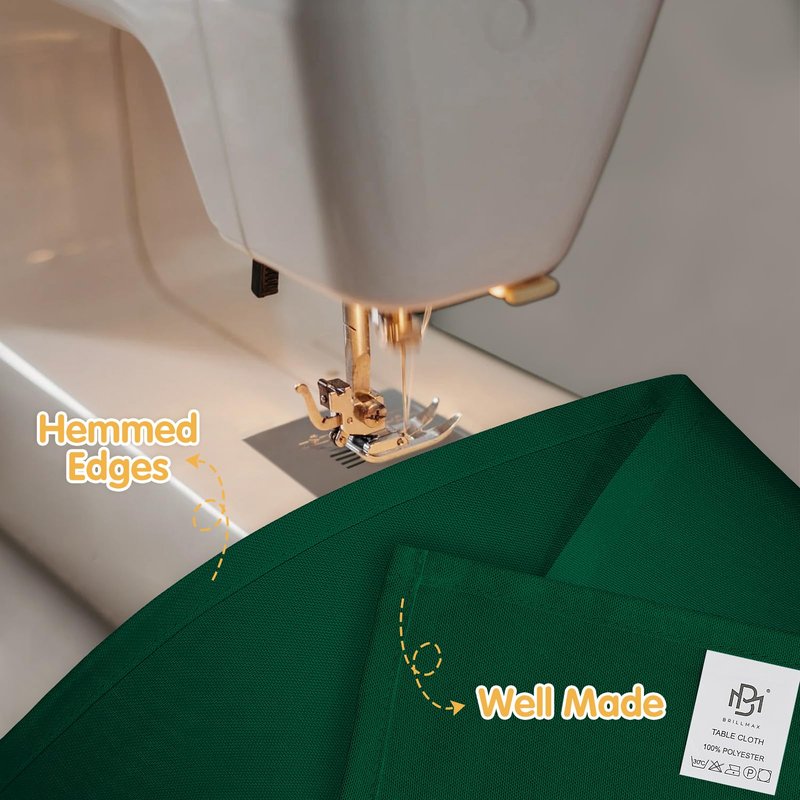 BRILLMAX 10 Pack Hunter Green Tablecloths 60 x 126 Inch for 8ft Rectangle Tables - 150 GSM Polyester Fabric, 15" Standard Drop, Water, Stain & Wrinkle Resistant Cloth Cover for Wedding Dining Buffet