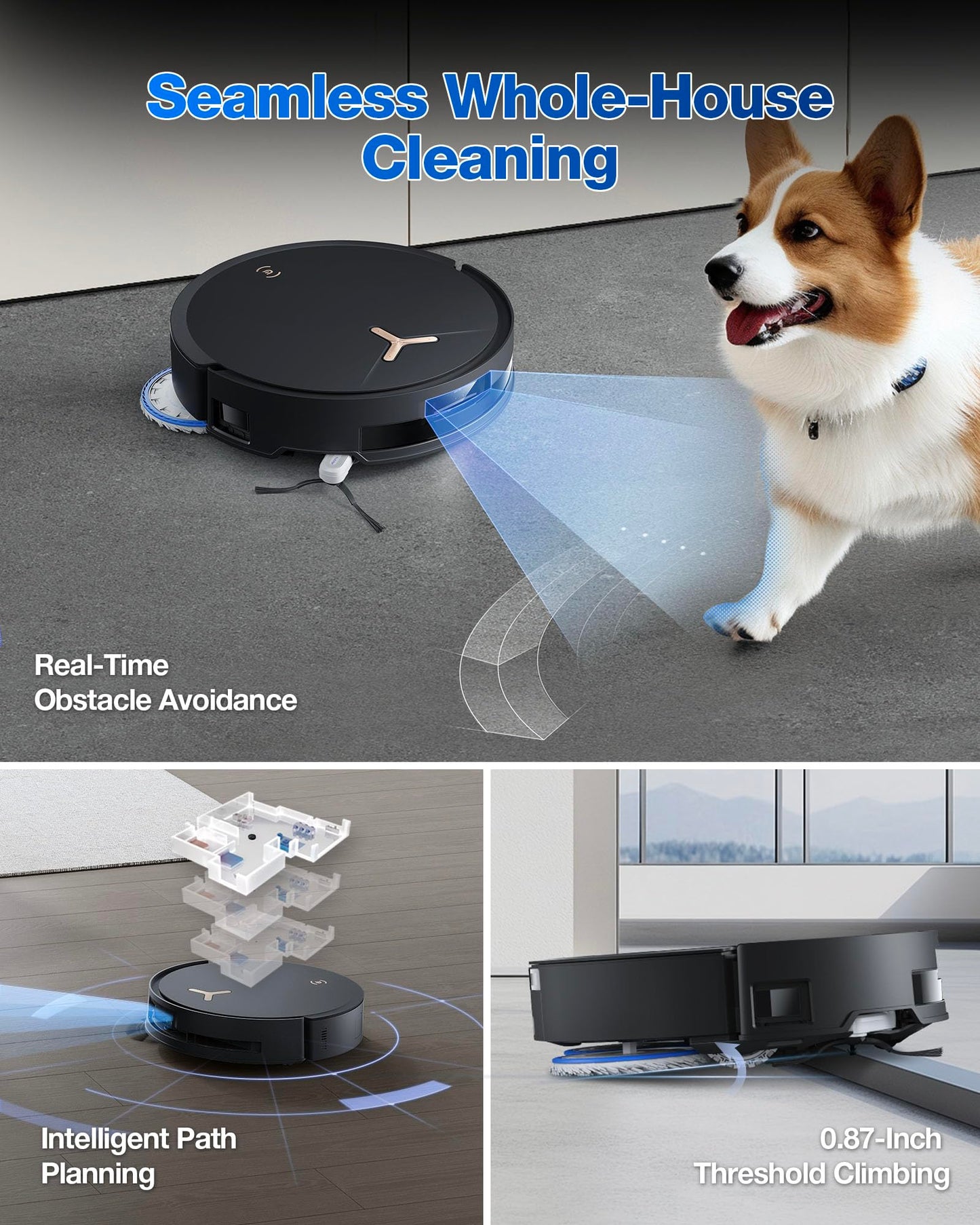 ECOVACS DEEBOT T50 MAX Robot Vacuum and Mop,18,500Pa Blast Suction,12-in-1 Omni Station,18mm Auto Mop Lift, Zero Tangle, TruEdge Edge Cleaning, Perfect for Pet Hair, Carpets & Hard Floors