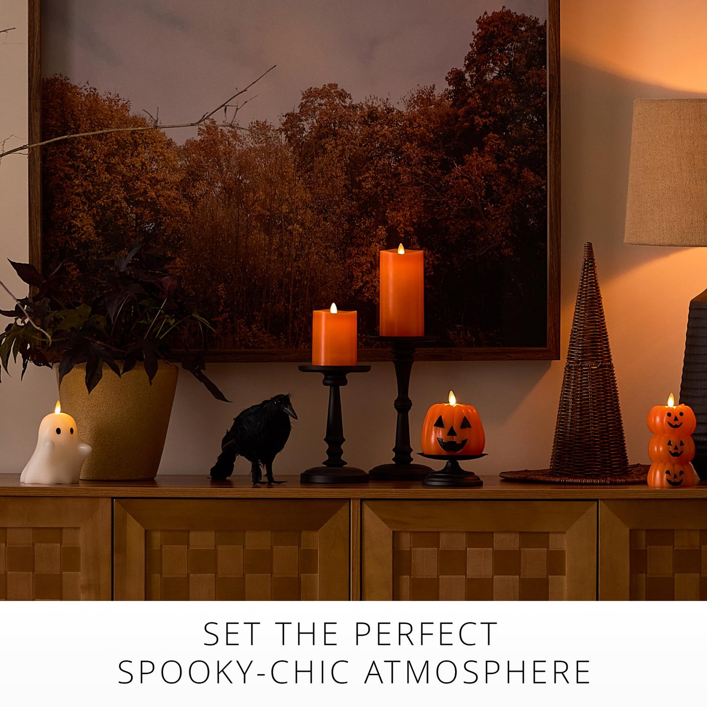 Luminara Flickering Flameless LED Candle, Battery Operated with Timer Function, Russet Orange Pillar 3 x 6.5 Inch, Real Wax Unscented Fall Home Indoor Decor, Remote Ready (Sold Separately), Melted Top