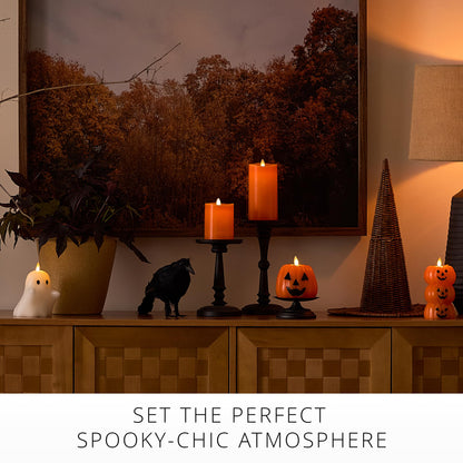 Luminara Flickering Flameless LED Candle, Battery Operated with Timer Function, Russet Orange Pillar 3 x 6.5 Inch, Real Wax Unscented Fall Home Indoor Decor, Remote Ready (Sold Separately), Melted Top