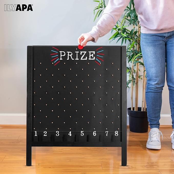 Ilyapa Board - Large Portable Prize Drop Game for Events and Trade Show - 27.5 x 41 Inch Double Sided - Wooden A-Frame Chalkboard Sign Eraser