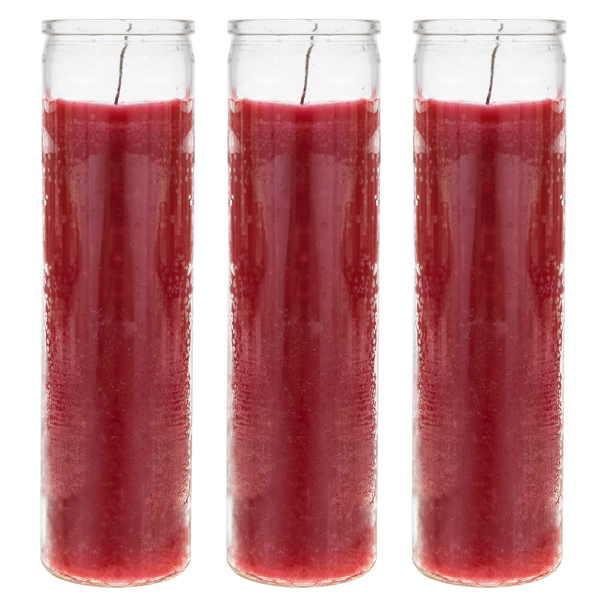Mega Candles 3 pcs Unscented Red 7 Day Glass Container Devotional Prayer Candles, Premium Wax Candle 2 Inch x 8 Inch, Sanctuary, Vigils, Prayers, Blessings, Religious, Memorials, Remembrance