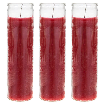 Mega Candles 3 pcs Unscented Red 7 Day Glass Container Devotional Prayer Candles, Premium Wax Candle 2 Inch x 8 Inch, Sanctuary, Vigils, Prayers, Blessings, Religious, Memorials, Remembrance