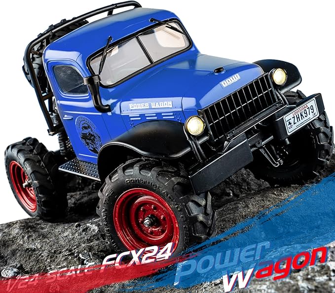 EAZYRC FMS FCX24 Power Wagon 1/24 RC Crawler Brushed 4x4 RTR Rock Crawler with Portal axle 2-Speed Transmission PC Hard Body – RC Car for Adults and Gift