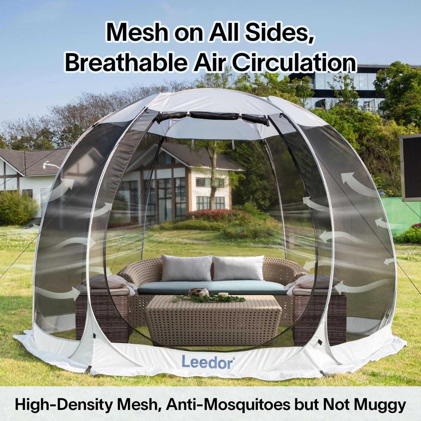 LEEDOR Pop Up Screen House, 4-6 Person Outdoor Screen Tent，Camping Screen Room with Carry Bag, Screen Gazebo with Mosquito Netting, Instant UV Resistant Sun Shelter for Garden, Patio, Backyard 10'x10'