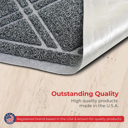 SlipToGrip Door Mat - Durable Door Outdoor Mats for High Traffic - Plaid Grey Mat with Water-Resistant Surface, Dura Loop - No-Slip and Easy-to-Clean for Indoor and Outdoor Entryway, 42 x 35 Inch