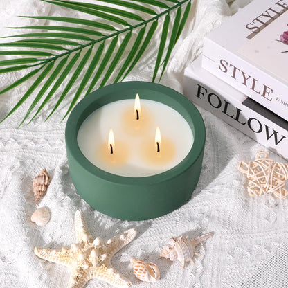 Viyffo 20oz Large Scented Candle Indoor - Citrus & Mint, 3 Wick Non Toxic Soy Candles for Women & Men, Green Ceramic Jar Candle for Patio, Bathroom, Bedroom, Living Room, Kitchen, Home Décor & Gift