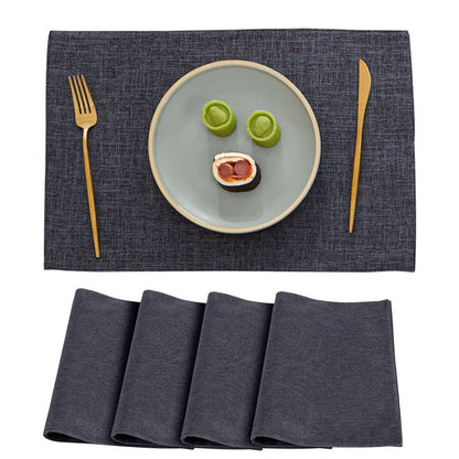 Linen Placemats Set of 4-12“ x 18”-Easy Clean Placemats and Table Mats,Heat-Resistant and Non Slip Dining Placemats,Suitable for Indoor and Outdoor,Durable Rectangular Linen Table Mats(4, Carbon Gray)