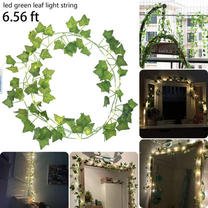 NWLIGHT Vine with Fairy Lights, 2 Pack 40LEDs Vine Lights Green Ivy Vines String Lights Battery Operated, Artifical Garland Leaf with Fairy Light for Bedroom Dorm Wall Decor