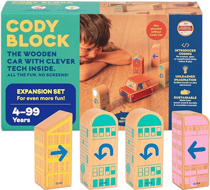 Cody Block U-Turn Expansion Set Educational Wooden Building Blocks and Car STEM Toys for Preschool Kids Ages 3+