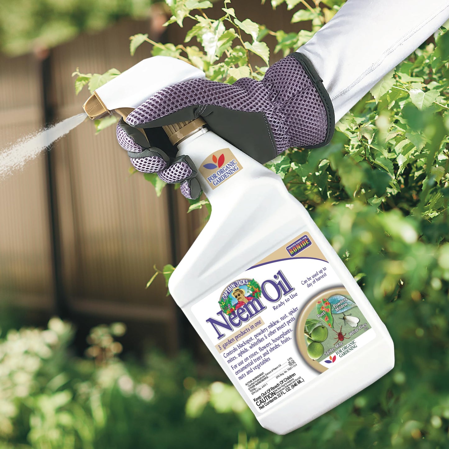 Bonide Captain Jack's Neem Oil, 32 oz Ready-to-Use Spray, Multi-Purpose Fungicide, Insecticide and Miticide for Organic Gardening