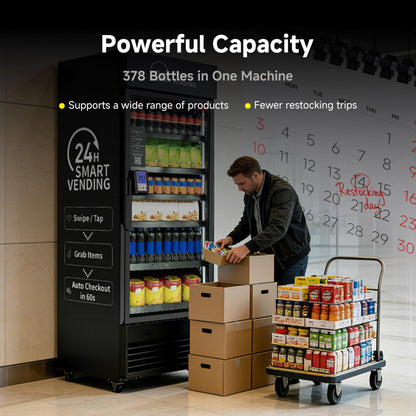 HAHA Vending Vending Machine Combo,Smart Refrigerated Vending Machine with Touch Card Reader US542(Black, Pro)