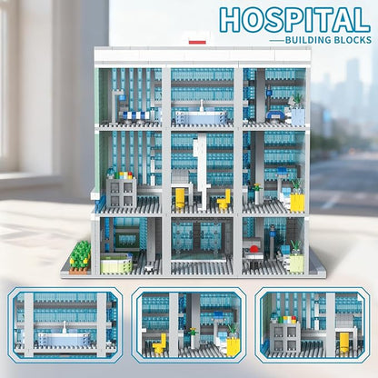 Hospital Building Blocks Set 1350 Pieces Modern City Architecture Model with Detailed Interior Micro Mini Bricks Construction Toy Medical Center Clinic Gift for Adults &amp Teens