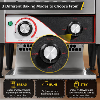 Dyna-Living Commercial Toaster 300 Slices/Hour Conveyor Toaster Commercial 1900W Heavy-duty Stainless Steel Rotating Toasters Oven for Restaurant, Conveyor Belt Toasters for Bun, Bagel, Bread