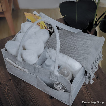 Runsabay Baby Diaper Caddy Organizer, Portable Baby Essentials Storage Basket Bin for Changing Table,Car Shower Basket for Newborn Boy and Girl, Best Shower Gift for New Mom