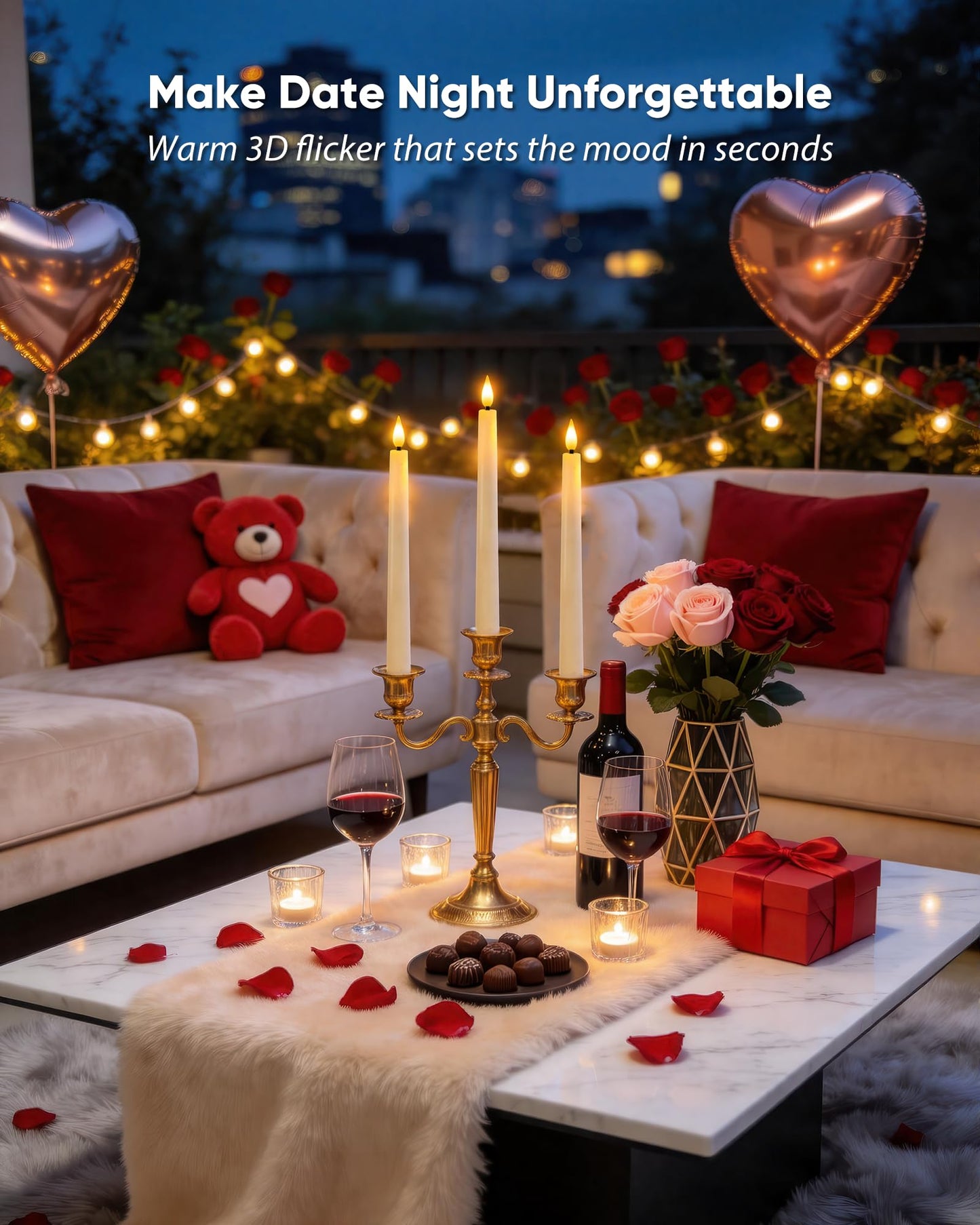 Homemory 3 Pcs Waxy Flameless Taper Candles with Remote, Flickering Battery Operated Classic Tall Candles for Home, Wedding, Party, Ivory, 9.6 inches