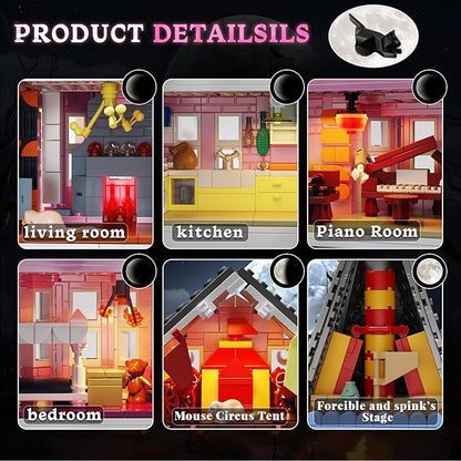 Pink Palace House Building Set with Lights Halloween Haunted House Blocks Toy Halloween House Kit for Kids Adults Compatible with Lego Christmas for Girls and Boys Aged 8+ (1349PCS)