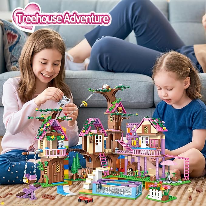 Tree House Building Set Compatible with Lego Friends 1050 PCS Forest House Building Kit Birthday Gift for Kids Girls Age 6-12 Years（7682）
