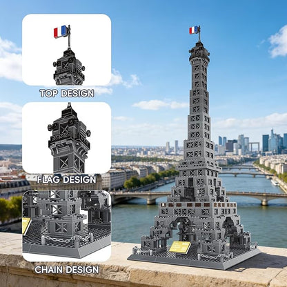 Eiffel Tower Building Set 976 Pieces Paris Architecture Model Kit with French Flag &amp Nameplate Romantic France Landmark Souvenir Gift 3D Construction Puzzle for Adults &amp Teens