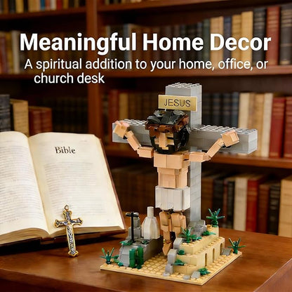 Jesus Building Blocks Set - 401 Pcs Crucifixion Nativity Set for Kids &amp Adults - Religious Easter Gifts Bible Stories Sunday School Educational Toy Inspiring Christian Home Decor Display