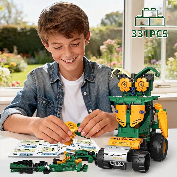 5 in 1 STEM Robot Toys Building Kits for Kids Ages 6-14 App &amp Remote Control STEM Harvester/Plowing Cart/Water Truck Robot Building Set Programmable Transformers RC Robotics Gifts for Kids Boys