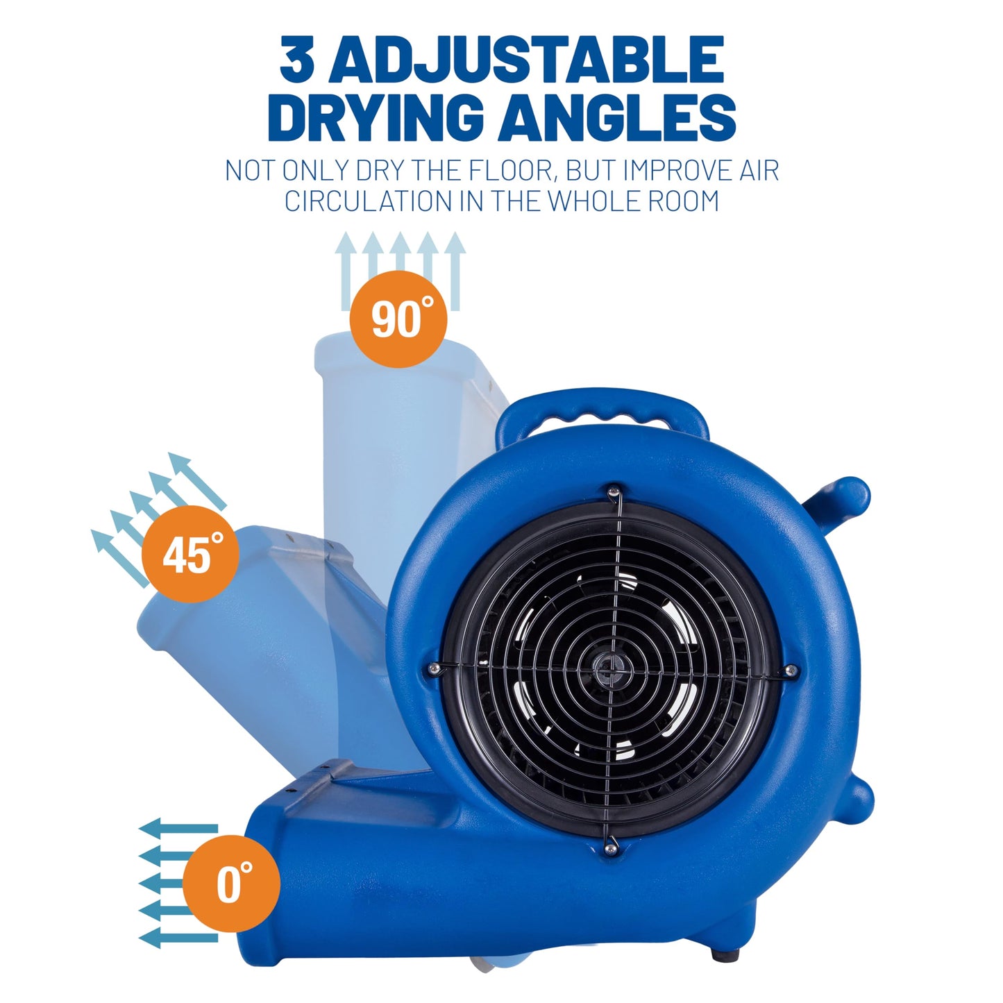 BlueDri Max Storm 35 1/3 HP 2900 CFM Air Mover Blower Floor Fan for Industrial Water Damage Flood Restoration Carpet and Floor Drying Blower Fan, Blue, BD-MS35
