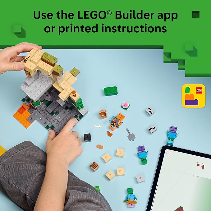 LEGO Minecraft Zombie Dungeon Building &amp Pretend Play Toy for Boys &amp Girls - Video Game Playset &amp Toy Figures for Kids Ages 8+ - W/Wandering Wastelands Minifigure - Gift Idea for Birthday