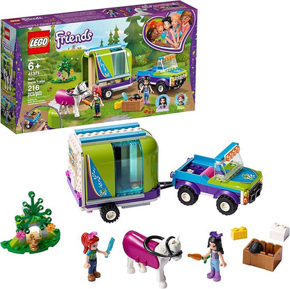 LEGO Friends Mia's Horse Trailer 41371 Building Kit with Mia and Emma Mini Dolls Includes Toy Truck Horse and Rabbit for Creative Play (216 Pieces)