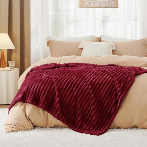 Bedsure GentleSoft Fleece Blanket - Cozy Deep Red Throw for Couch, Perfect Size 50x70 Inches