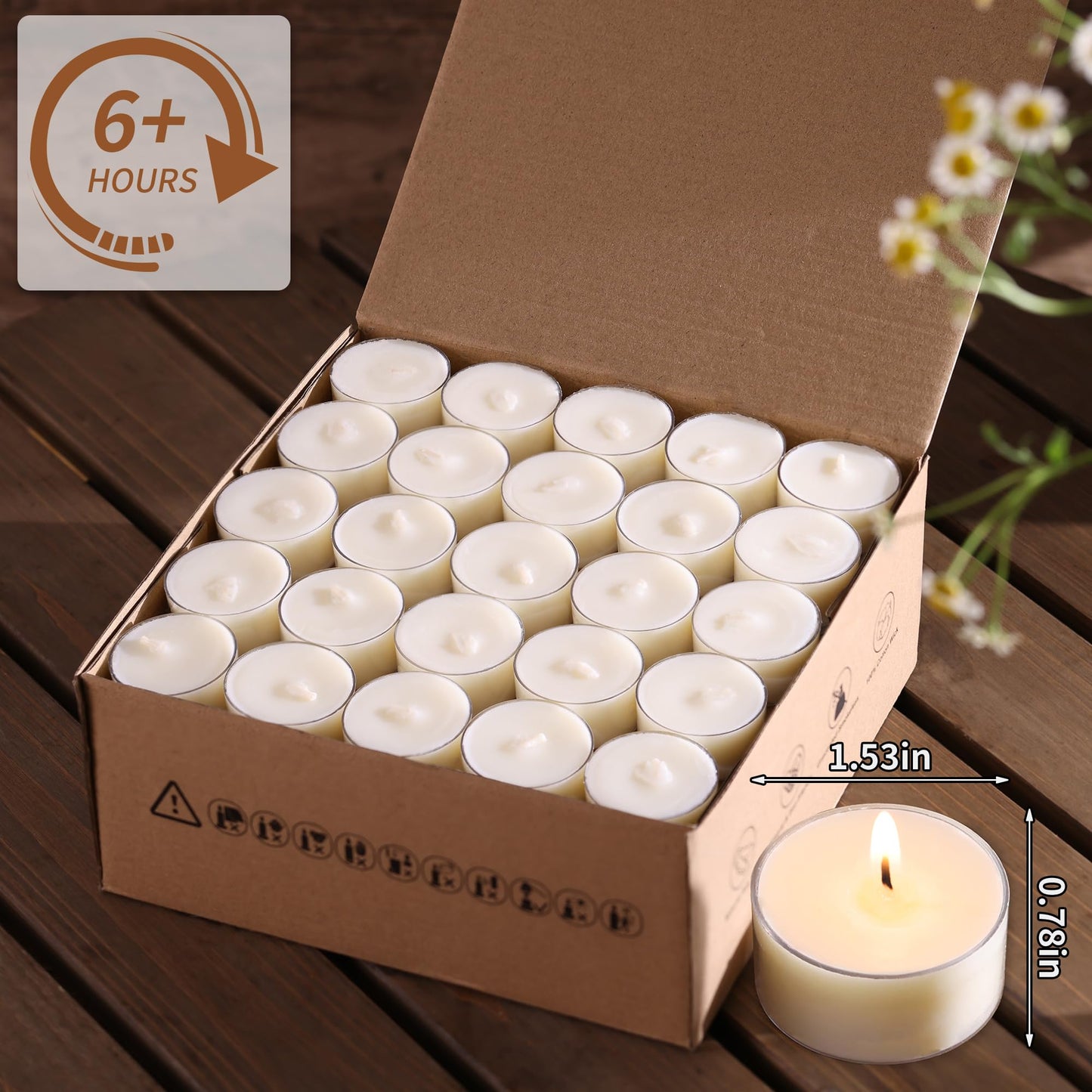 DEVI 6 Hour Soy Tealight Candles Bulk 25 Pack, Unscented Organic Tea Candles, White Emergency Votive Tea Lights-Burn Clean, Non-Paraffin Natural Soy Candle for Home Decor