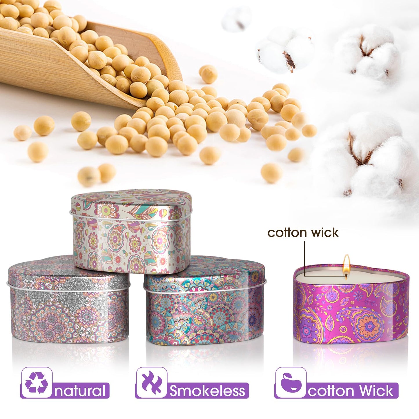 WarmEmbrace Scented Candles, 4 Pack Candles for Women, Candle Set 4 Different Scents, Natural Ingredients Soy Candle for Home, Present for Women