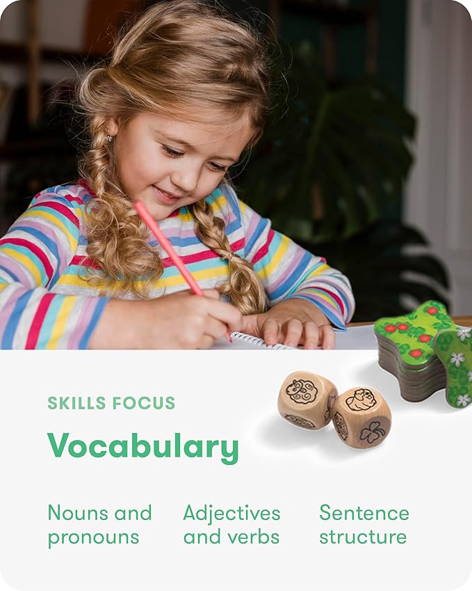 SimplyFun Clover Leap - Educational Vocabulary Game - Sentence Building for Kids Develop Sentence Structure &amp Vocabulary Skills Fun Learning Game for Families - 2-4 Players Ages 5 &amp Up