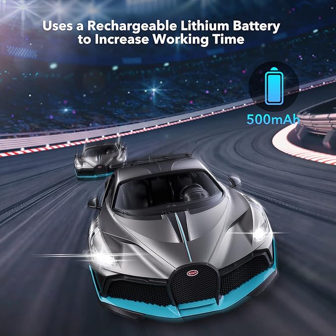MIEBELY Remote Control Car Bugatti Divo 1/16 Scale Rc Cars 12Km/h 2.4Ghz Licensed Model Car 7.4V 500mAh Toy Car Headlight for Adults Boys Girls Age 6-12 Years Birthday Ideas Gift