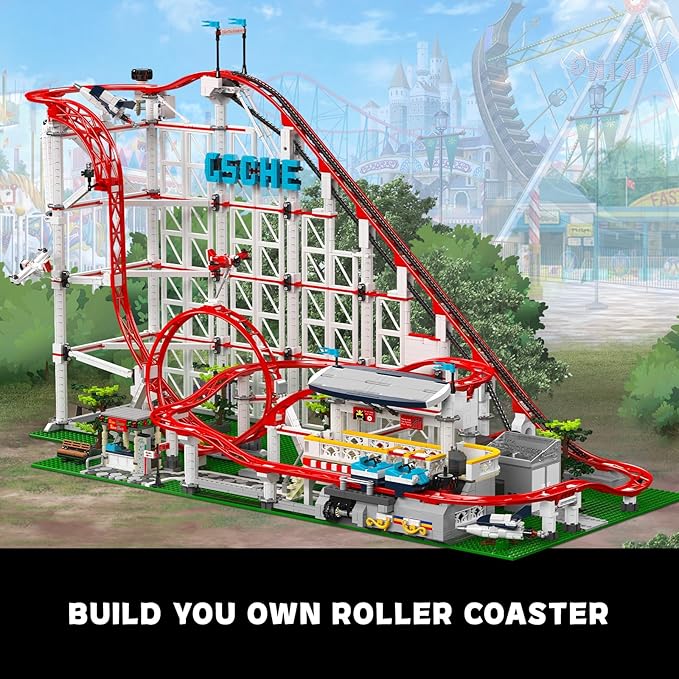 Mould King Roller Coaster Building Set Large Amusement Park Coaster Model Kit with Motors Creative Gift for Adults Engineering STEM Toy for Teens (3646 PCS)