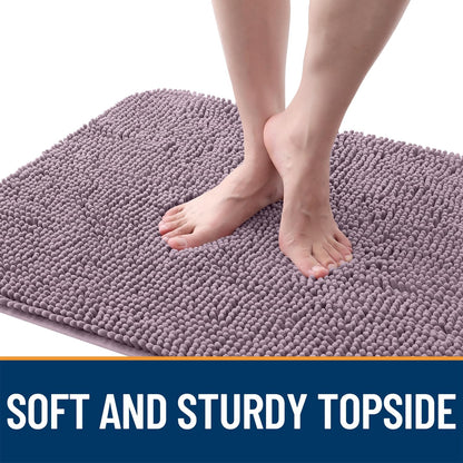 OLANLY Dog Door Mat - Absorbent Non-Slip Chenille Mat for Muddy Paws | 44x32 Deep Plum Color