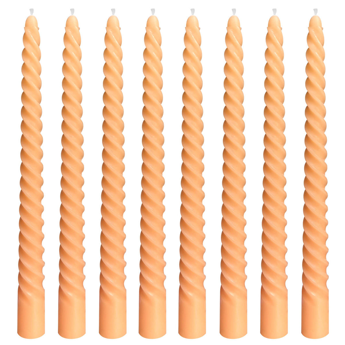 8 Pack 10 Inch Orange Spiral Taper Candle Set, 7/8 Inch Unscented Driples Candlesticks for Home Decoration, 6-7 Hours Burn
