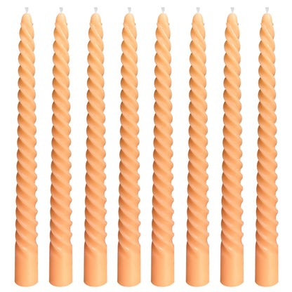 8 Pack 10 Inch Orange Spiral Taper Candle Set, 7/8 Inch Unscented Driples Candlesticks for Home Decoration, 6-7 Hours Burn