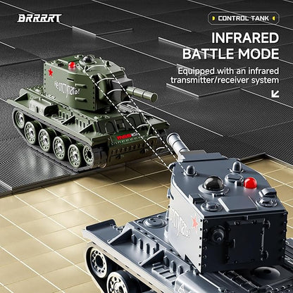 BRRRRT 1/64 RC Battle Tank SetRemote Control Military Vehicles with Infrared ShootRC Tank That Shoots with 330° Rotating Turret and Sound &amp Lighting for Kids Gift 8+