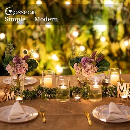 Glasseam Glass Hurricane Candle Holder Set of 12, Cylinder Pillar Candle Holders for Table, Modern Floating Candle Decorations, Clear Glass Cylinder Vase for Centerpieces Wedding Dining Table, 6inch