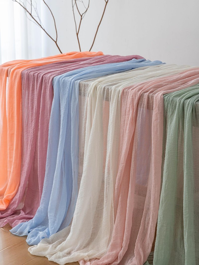 Keketoarrange Spring Table Runner Light Blue Cheesecloth Gauze Rustic Cheese Cloth Table Runner 120 Inch 10 FT for Wedding Baby Shower Bridal Shower Birthday Party Sheer Summer Home Boho Decorations