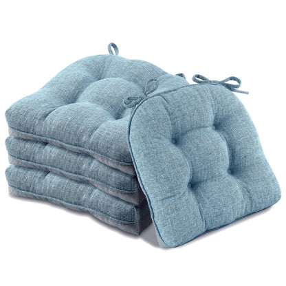 Basic Beyond Chair Cushions for Dining Chairs 4 Pack, Chair Cushion with Ties and Non Slip Backing, 15.5 x 15.5 inches Tufted Chair Pads for Dining Chairs(Baby Blue)